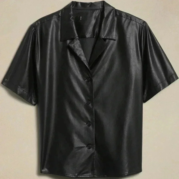 Banana Republic Vegan Leather Shirt NWT - Picture 1 of 12